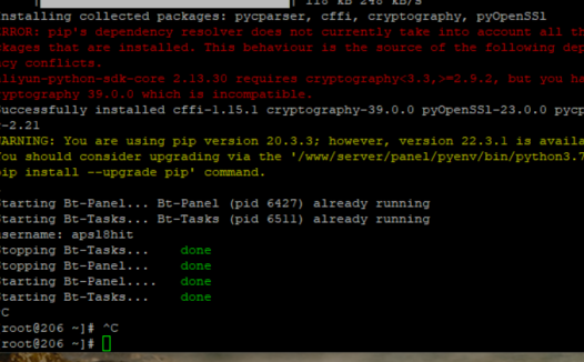 bt宝塔在linux系统安装时卡在Starting Bt-Tasks… done没反应